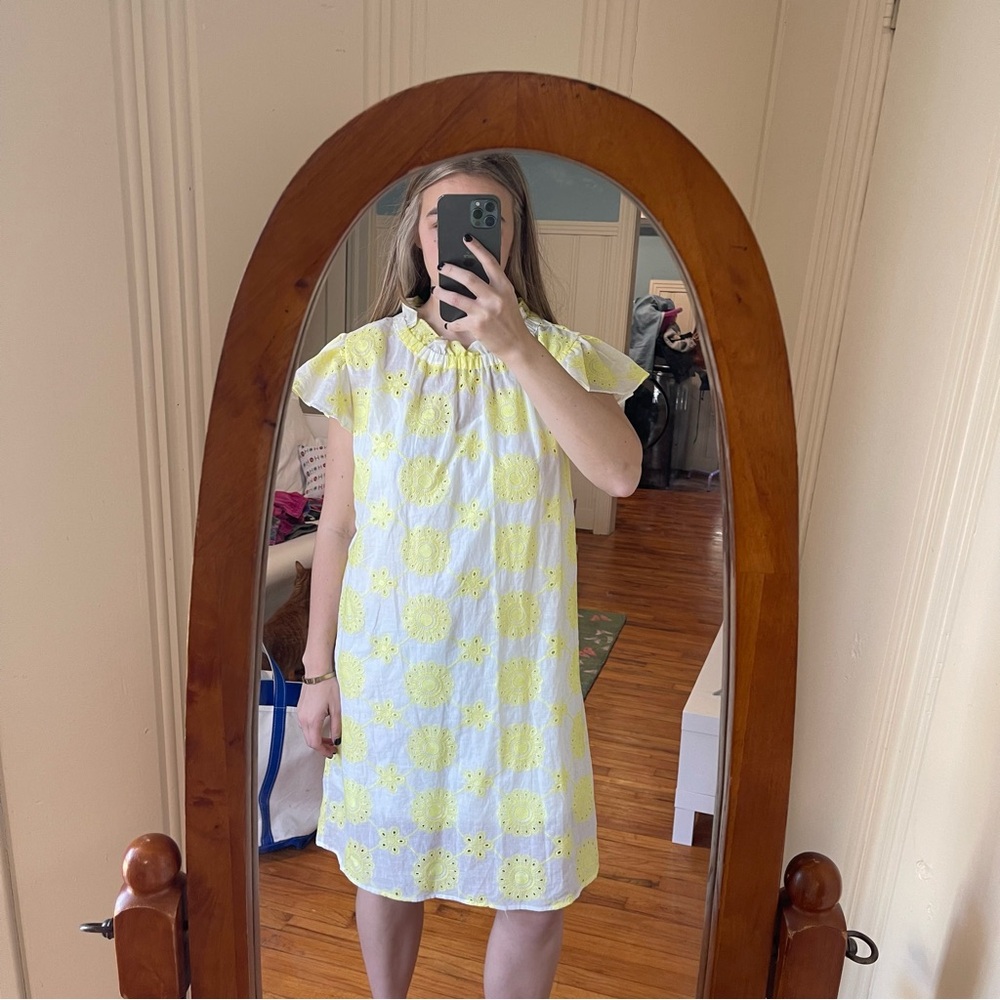 RO & DE yellow and white dress